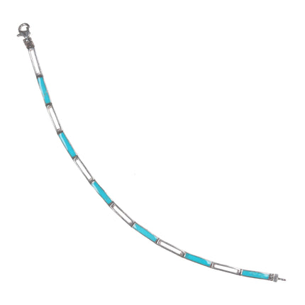 7" Retro Sterling turquoise link bracelet