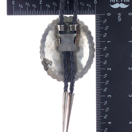 38" c1980 Navajo sterling hand stamped concho bolo tie