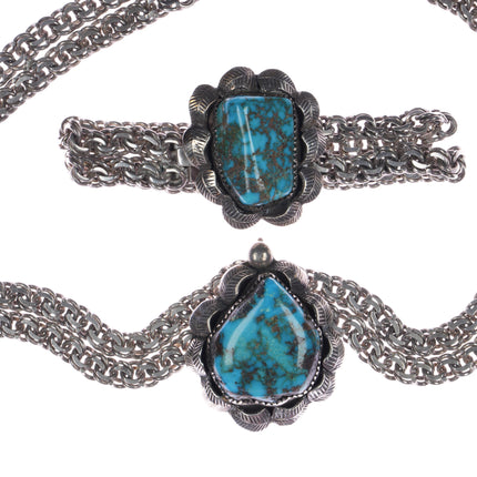 Vintage Native American sterling high grade turquoise bracelet and choker set