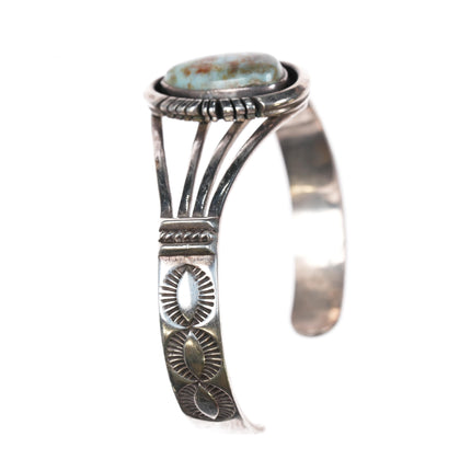 6.5" Frederick Chavez Navajo Sterling Dry Creek turquoise cuff bracelet