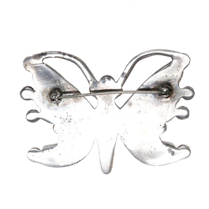 40's-50's Zuni Butterfly pin sterling intarsia inlay