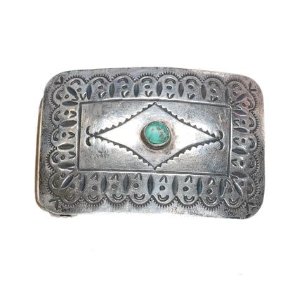 JS Vintage Navajo sterling belt buckle with turquoise