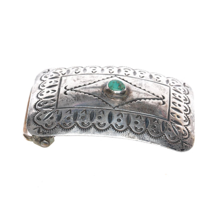 JS Vintage Navajo sterling belt buckle with turquoise