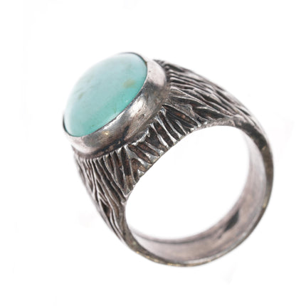 sz11.5 Vintage Native American cast sterling ring with nice turquoise