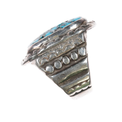 sz10.25 Large Vintage pyrite turquoise Native American sterling ring