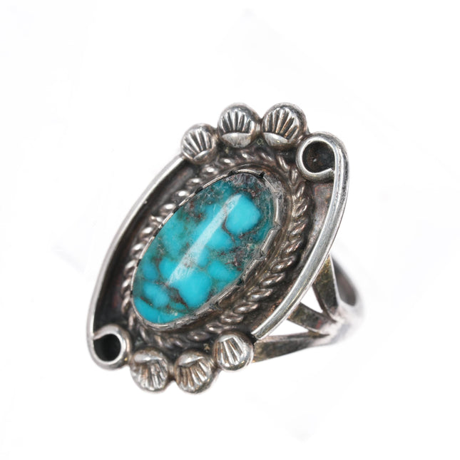 sz6.25 Vintage Native American sterling high grade spiderweb turquoise ring