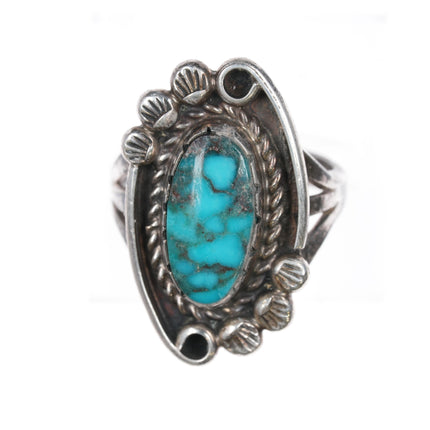 sz6.25 Vintage Native American sterling high grade spiderweb turquoise ring