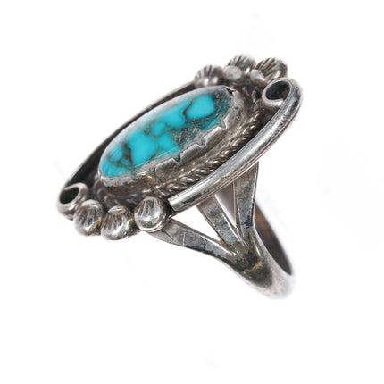 sz6.25 Vintage Native American sterling high grade spiderweb turquoise ring