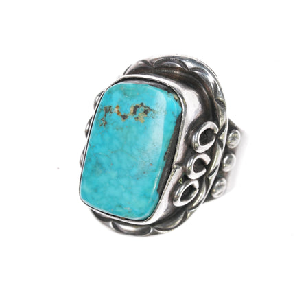 Sz9.75 60's-70's Vintage Native American sterling and turquoise ring