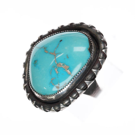 sz9.25 Amazing vintage Native American sterling high grade turquoise ring