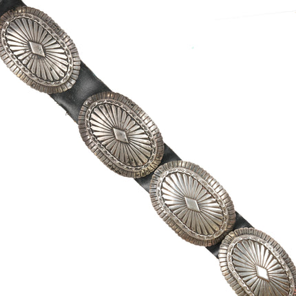 Vintage Navajo sterling concho belt with ray design