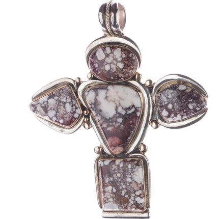 Huge Orville Tsinnie 14k/Sterling Wild Horse 2 sided cross pendant