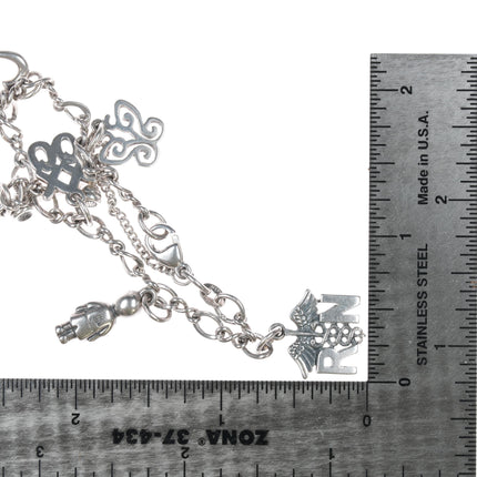 James Avery sterling charm bracelet with Phone, RN, Boy, Heart, xx00 etc