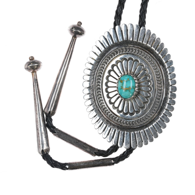 39" Vintage LJ Navajo Sterling bolo tie with high grade Royston turquoise