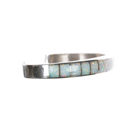 6.75" Emery Lalacita Zuni sterling synthetic opal inlay cuff bracelet