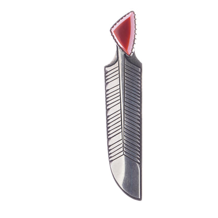 Kee Nez Navajo Modernist sterling feather pin with high grade coral