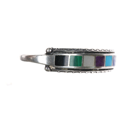 5 5/8" 50's-60's Zuni Multi-stone inlay sterling cuff bracelet