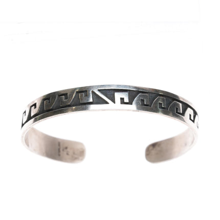 6 5/8" Robert Honyaktewa Hopi sterling cuff bracelet with overlay design