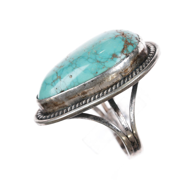 sz5.5 Cortez H High grade turquoise vintage Native American sterling ring