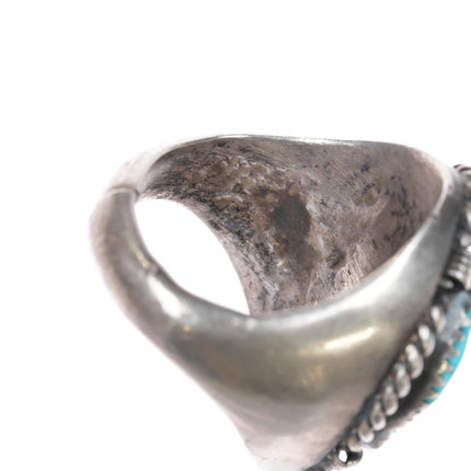 sz10 Vintage Native American sterling ring with turquoise nugget