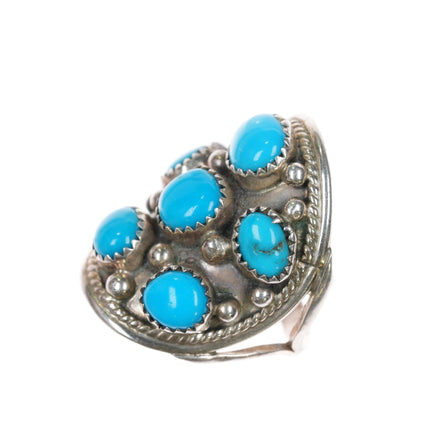 sz10 Sterling turquoise cluster ring Running Bear Shop