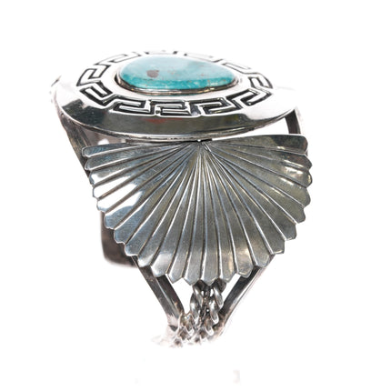 7 1/8" c1975 Notah Johnson Scottsdale AZ Sterling and turquoise cuff bracelet