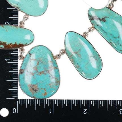 32" Large Federico Jimenez sterling turquoise slabs necklace