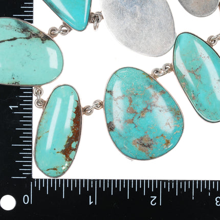 32" Large Federico Jimenez sterling turquoise slabs necklace