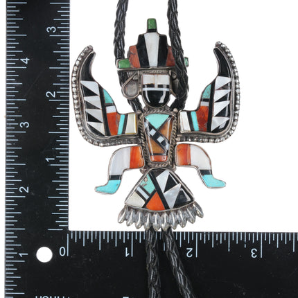 Huge c1960 c-31 Zuni Knifewing bolo tie sterling multi-stone inlay