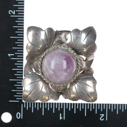 1940's Rafael Melendez Taxco sterling and amethyst floriform pin