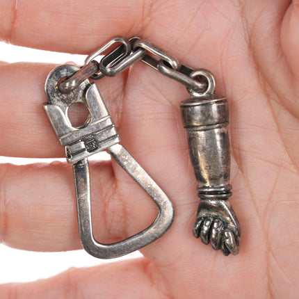 Vintage Sterling Figa Fist Keychain