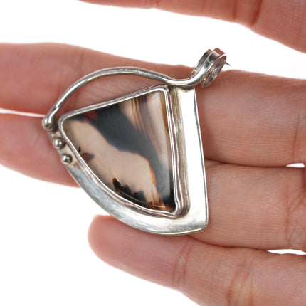 Retro Sterling Montana Agate pendant