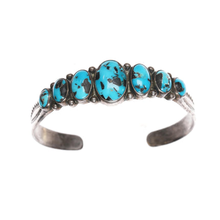 6 3/8" 1950's Blue Diamond Turquoise Navajo sterling cuff bracelet