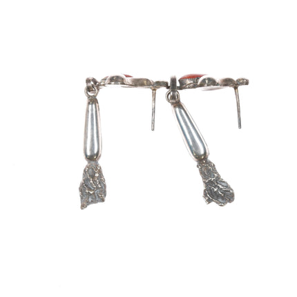 Early Lee & Mary Weebothee Zuni sterling coral earrings