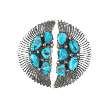 James Mason Navajo sterling Kingman turquoise cluster earrings