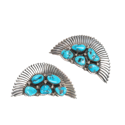 James Mason Navajo sterling Kingman turquoise cluster earrings