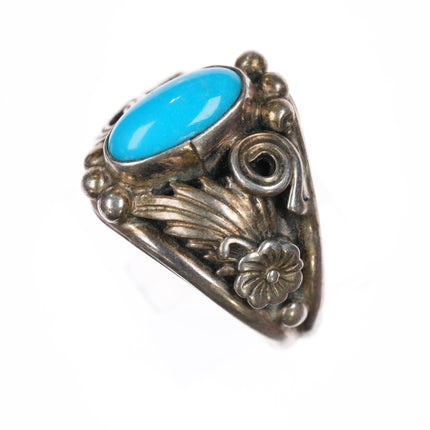 sz8.75  Running Bear Shop sterling ring with sleeping beauty turquoise