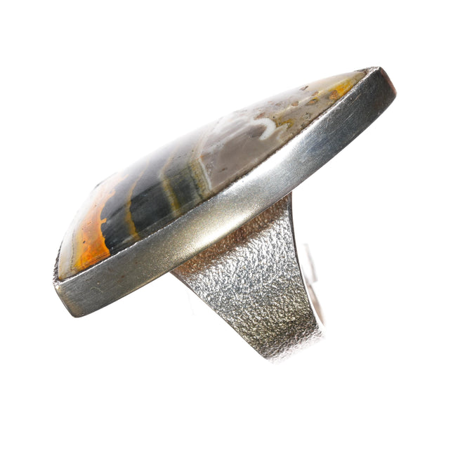 sz8 Kelsey Jimmie Tufa cast sterling Yellow Jasper ring