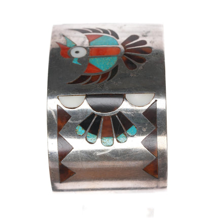 6 5/8" Lolita Natachu Zuni Sterling multi-stone channel inlay cuff bracelet