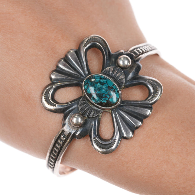 6.5" Pete Morgan Navajo sterling and turquoise cuff bracelet