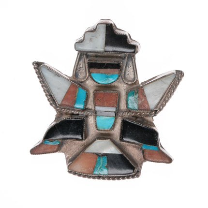 c1950 Zuni Knifewing pin sterling channel inlay