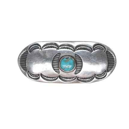 30's-40's Navajo stamped silver pin with nice turquoise