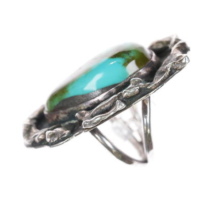 sz5.25 1973 Brutalist sterling Royston turquoise Originals by Burgess ring