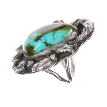 sz5.25 1973 Brutalist sterling Royston turquoise Originals by Burgess ring