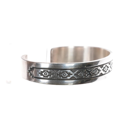 6 5/8" Troy Lamer Navajo heavy stamped sterling cuff bracelet