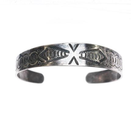 6.25" c1940's Navajo hand stamped silver cuff bracelet