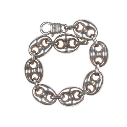 Vintage Italian sterling Mariner link chain bracelet