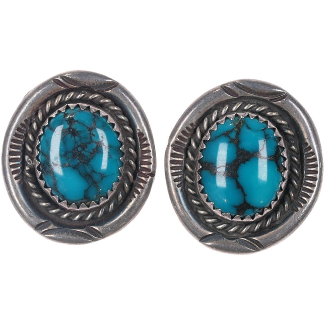 P Navajo sterling and spiderweb turquoise earrings