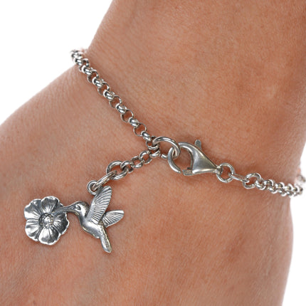 Retired James Avery Hummingbird charm on Italy sterling bracelet