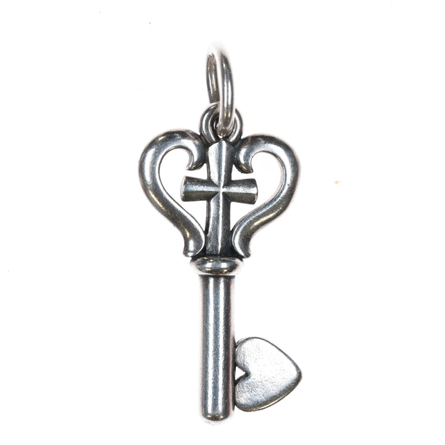 Retired James Avery Key of faith heart pendant sterling silver